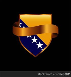 Bosnia and Herzegovina flag Golden badge design vector