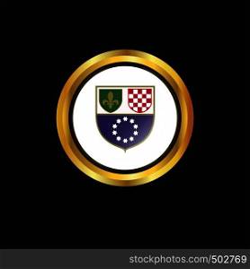 Bosnia and Herzegovina flag Golden button