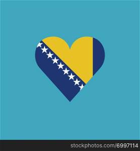 Bosnia and Herzegovina flag icon in a heart shape in flat design. Independence day or National day holiday concept.