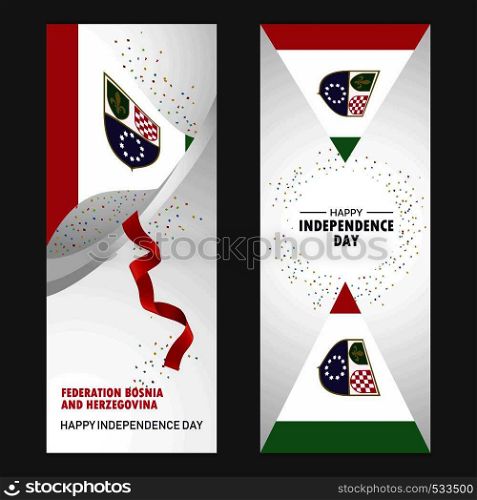 Bosnia and Herzegovina Happy independence day Confetti Celebration Background Vertical Banner set