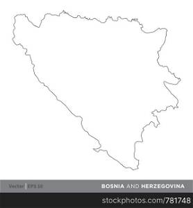 Bosnia and Herzegovina - Outline Europe Country Map Vector Template, stroke editable Illustration Design. Vector EPS 10.