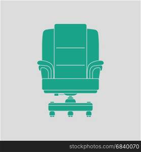 Boss armchair icon. Gray background with green. Vector illustration.