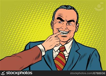 Boss bites the finger, pop art retro vector illustration