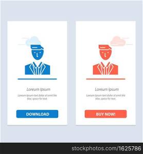 Boss, Ceo, Head, Leader, Mr  Blue and Red Download and Buy Now web Widget Card Template