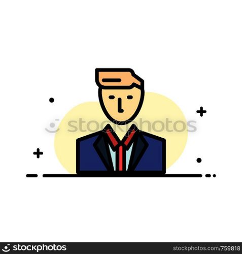 Boss, Ceo, Head, Leader, Mr Business Flat Line Filled Icon Vector Banner Template