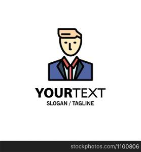 Boss, Ceo, Head, Leader, Mr Business Logo Template. Flat Color