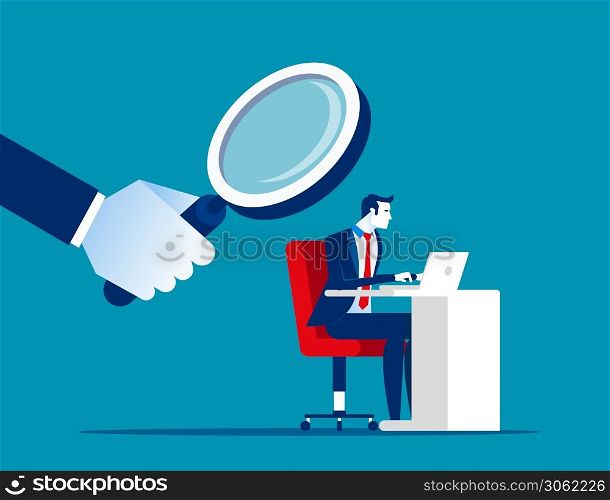Boss is watching over employee. Concept business vector illustration, Privacy, Watching.