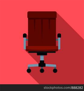 Boss leather chair icon. Flat illustration of boss leather chair vector icon for web design. Boss leather chair icon, flat style
