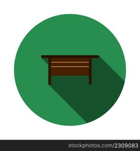 Boss Office Table Icon. Flat Circle Stencil Design With Long Shadow. Vector Illustration.