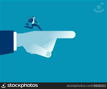 Boss or manager pointing to success. Concept success business illustration. Vector cartoon character and abstract