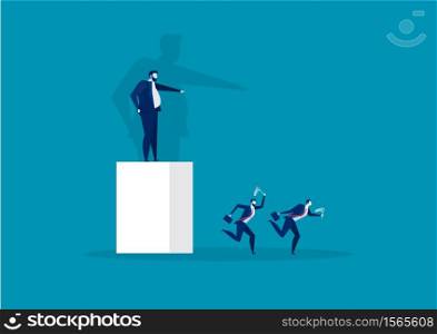 boss pointing the direction to employee run to success concept vector