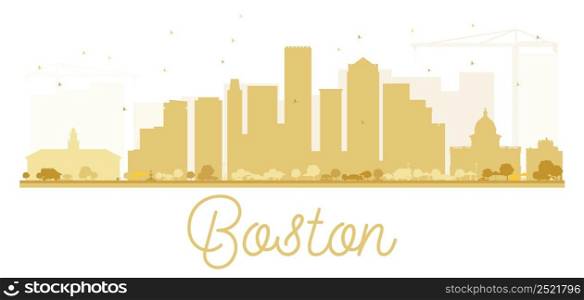 Boston City skyline golden silhouette. Vector illustration. Simple flat concept for tourism presentation, banner, placard or web site. Business travel concept. Cityscape with landmarks