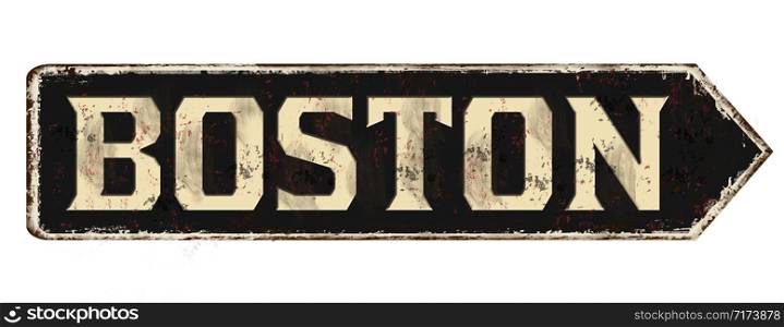 Boston vintage rusty metal sign on a white background, vector illustration