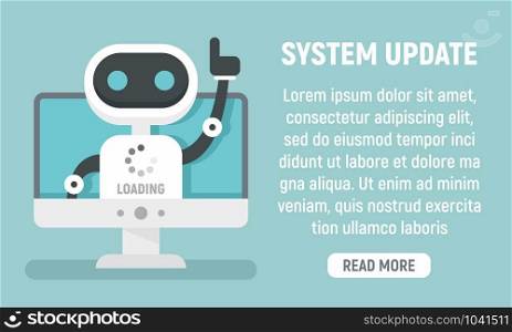 Bot system update concept banner. Flat illustration of bot system update vector concept banner for web design. Bot system update concept banner, flat style