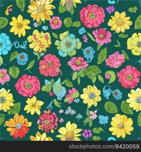 Botanical Bliss: Highly Detailed Repeating Patterns of Small Flowers - Flat Vector Illustration for Fabric Art