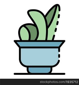 Botanical flower pot icon. Outline botanical flower pot vector icon color flat isolated. Botanical flower pot icon color outline vector