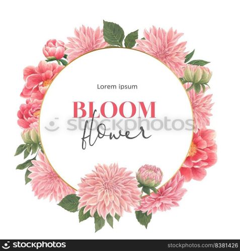 botanical flowers elegance Wreath, wedding card, mother day watercolor vector illustration design 