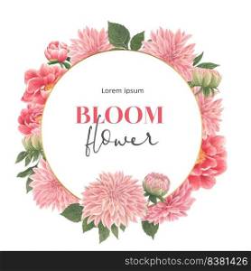 botanical flowers elegance Wreath, wedding card, mother day watercolor vector illustration design 