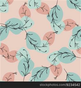 Botanical hand drawn floral seamless pattern. Vintage wildflower plant. Pastel abstract background. Creative style. Graphic design wallpaper, packaging, wedding invitation, banner Vector illustration