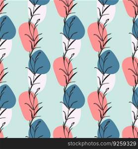 Botanical hand drawn floral seamless pattern. Vintage wildflower plant. Pastel abstract background. Creative style. Graphic design wallpaper, packaging, wedding invitation, banner Vector illustration