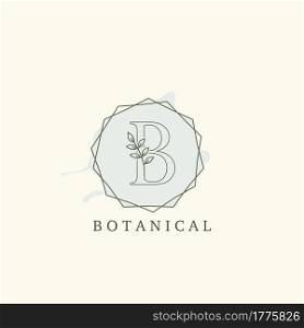 Botanical Leaf Initial B Letter Logo, vector logo design concept hexagon geometric.