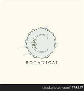 Botanical Leaf Initial C Letter Logo, vector logo design concept hexagon geometric.