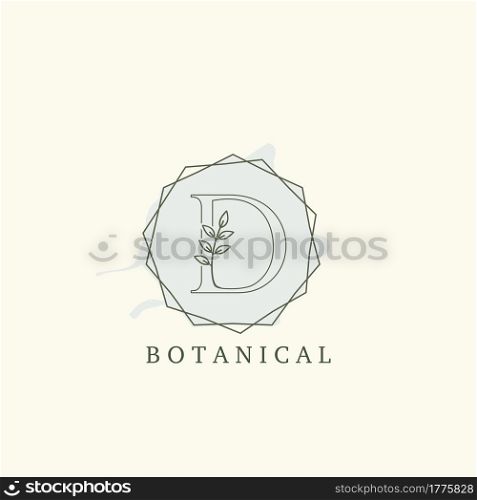 Botanical Leaf Initial D Letter Logo, vector logo design concept hexagon geometric.