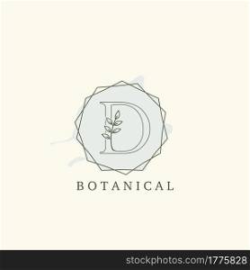 Botanical Leaf Initial D Letter Logo, vector logo design concept hexagon geometric.