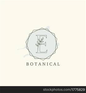 Botanical Leaf Initial E Letter Logo, vector logo design concept hexagon geometric.