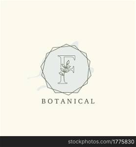 Botanical Leaf Initial F Letter Logo, vector logo design concept hexagon geometric.