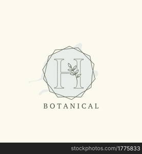 Botanical Leaf Initial H Letter Logo, vector logo design concept hexagon geometric.