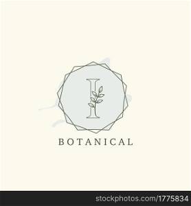 Botanical Leaf Initial I Letter Logo, vector logo design concept hexagon geometric.