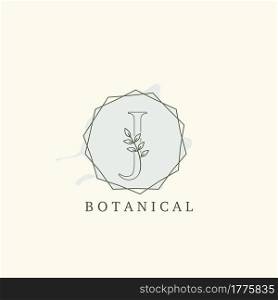 Botanical Leaf Initial J Letter Logo, vector logo design concept hexagon geometric.