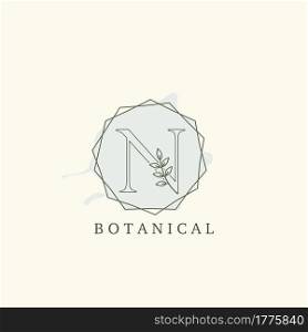 Botanical Leaf Initial N Letter Logo, vector logo design concept hexagon geometric.