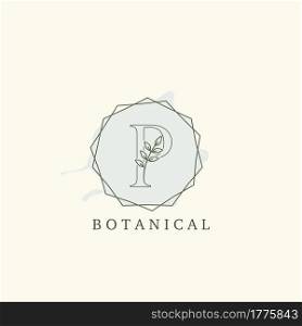 Botanical Leaf Initial P Letter Logo, vector logo design concept hexagon geometric.