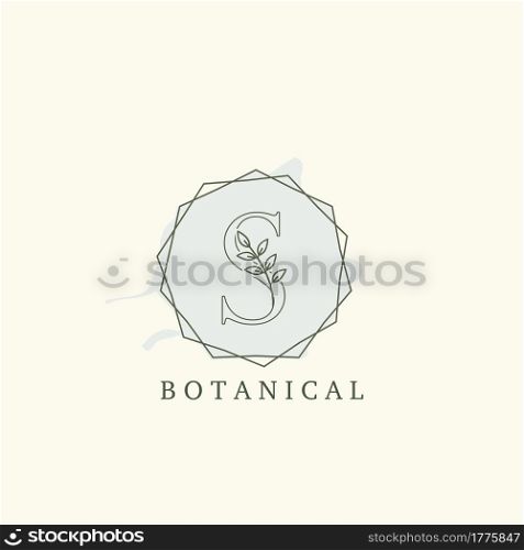 Botanical Leaf Initial S Letter Logo, vector logo design concept hexagon geometric.
