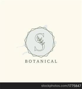 Botanical Leaf Initial S Letter Logo, vector logo design concept hexagon geometric.