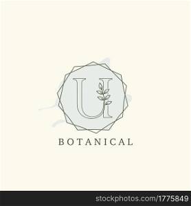 Botanical Leaf Initial U Letter Logo, vector logo design concept hexagon geometric.