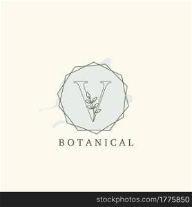 Botanical Leaf Initial V Letter Logo, vector logo design concept hexagon geometric.