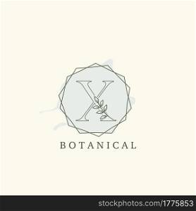 Botanical Leaf Initial X Letter Logo, vector logo design concept hexagon geometric.