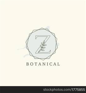 Botanical Leaf Initial Z Letter Logo, vector logo design concept hexagon geometric.