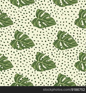 Botanical leaf wallpaper. Tropical pattern, palm leaves floral background. Abstract exotic plant seamless pattern. Design for fabric, textile print, wrapping, cover. Vector illustration. Botanical leaf wallpaper. Tropical pattern, palm leaves floral background. Abstract exotic plant seamless pattern.