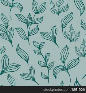 Botanical leafy green pattern, vector illustration. Seamless natural background with leaves. Template for packaging, design and wallpaper.. Botanical leafy green pattern, vector illustration.