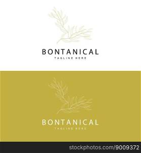 Botanical Logo, Nature Plant Design, Flower Plant Icon Vector With Line Model