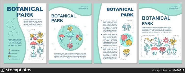 Botanical park brochure template layout. Forest reserve. Flyer, booklet, leaflet print design with linear illustrations. Vector page layouts for magazines, annual reports, advertising posters