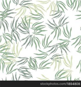 Botanical tropical leaves semless pattern. Abstract tropic leaf isolated on white background. Exotic hawaiian wallpaper. Design for fabric, textile print, wrapping, cover. Vector illustration.. Botanical tropical leaves semless pattern. Abstract tropic leaf isolated on white background.