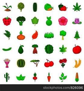 Botany icons set. Cartoon style of 36 botany vector icons for web isolated on white background. Botany icons set, cartoon style