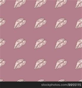 Botany natural seamless pattern with light outline leaves elements. Pink pastel background. Great for wallpaper, textile, wrapping paper, fabric print. Vector illustration.. Botany natural seamless pattern with light outline leaves elements. Pink pastel background.