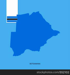 Botswana Country Map with Flag over Blue background. Vector EPS10 Abstract Template background