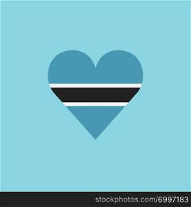 Botswana flag icon in a heart shape in flat design. Independence day or National day holiday concept.